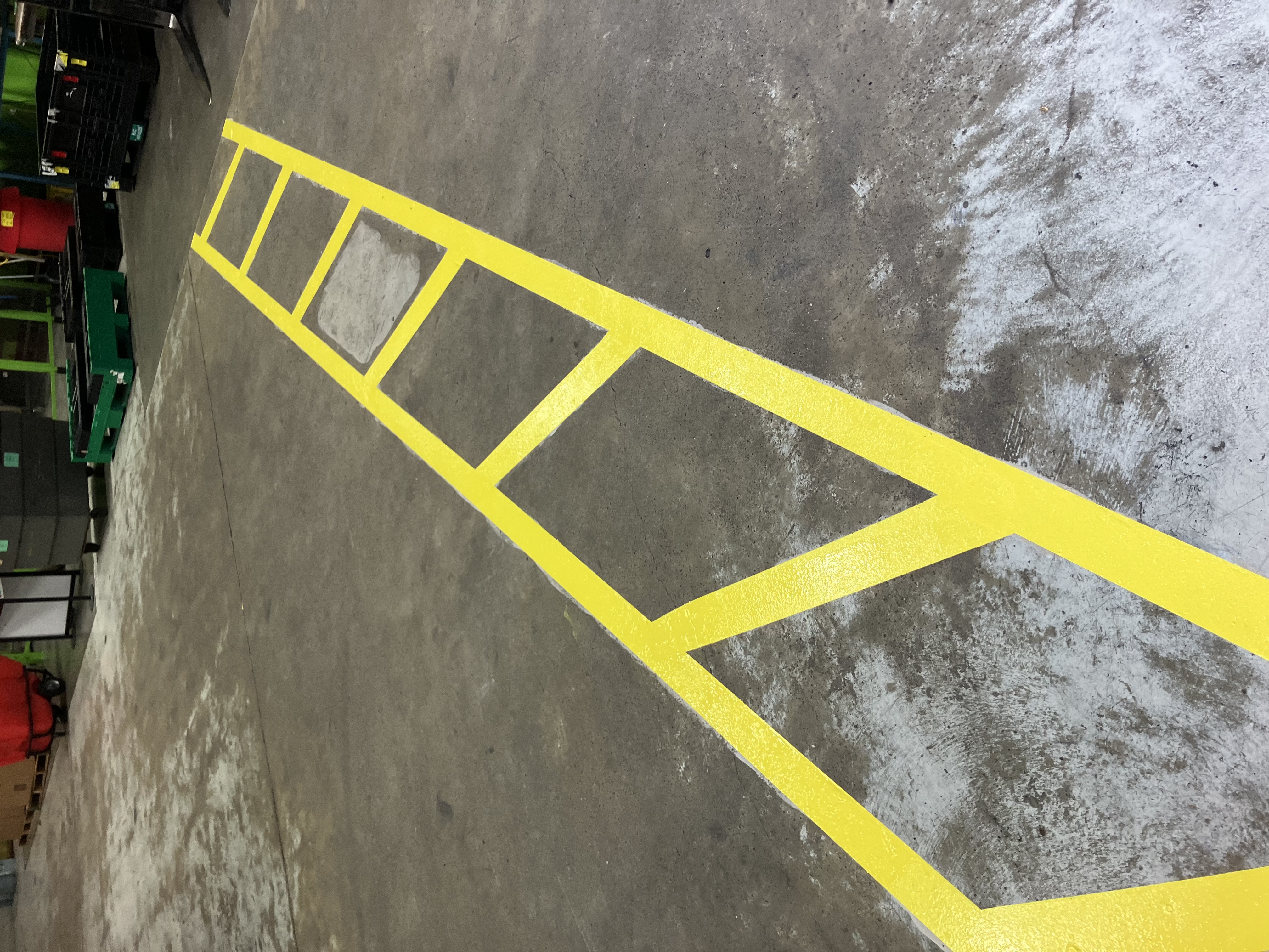 Factory floor safety line striping