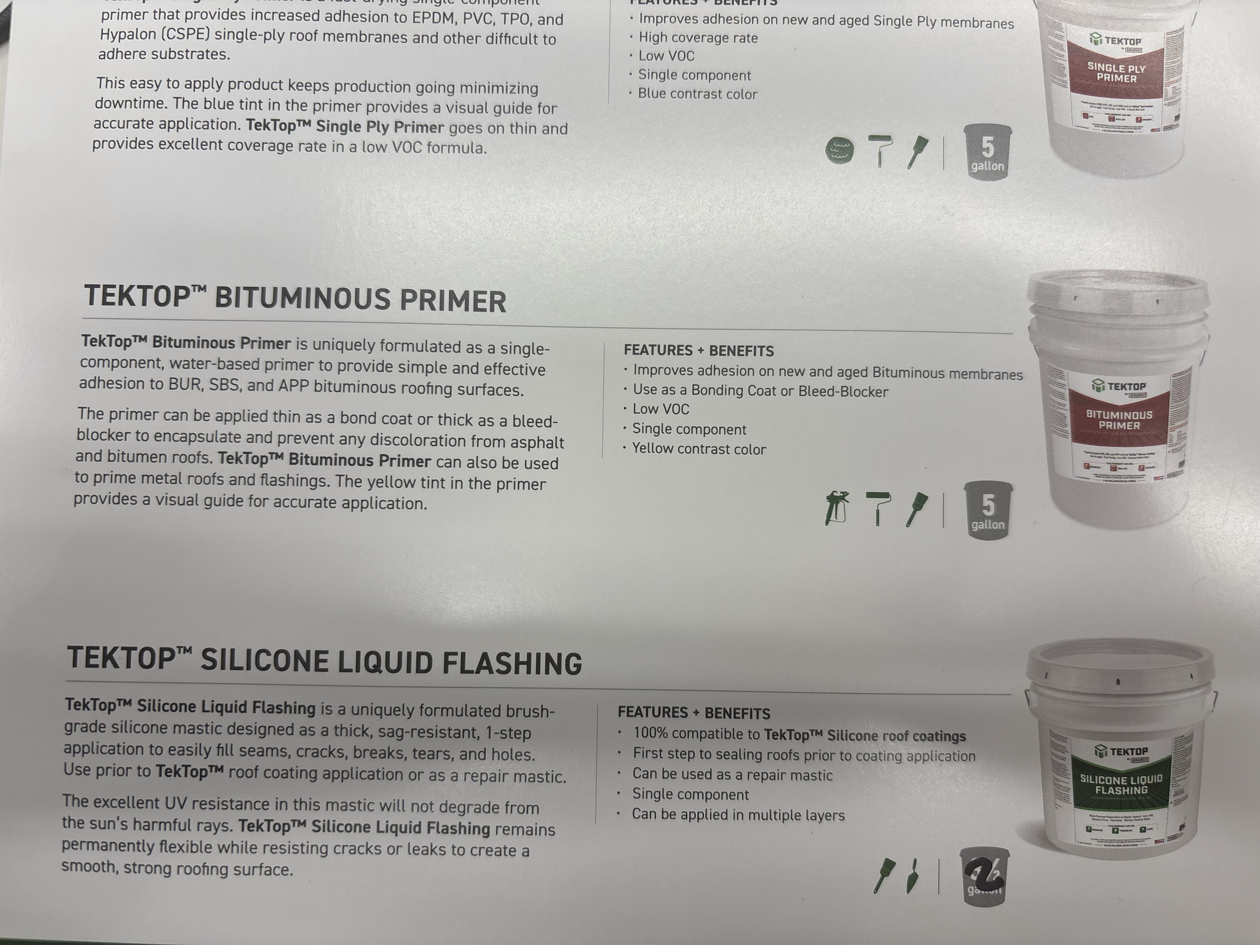 TekTop commercial roof coating data sheet